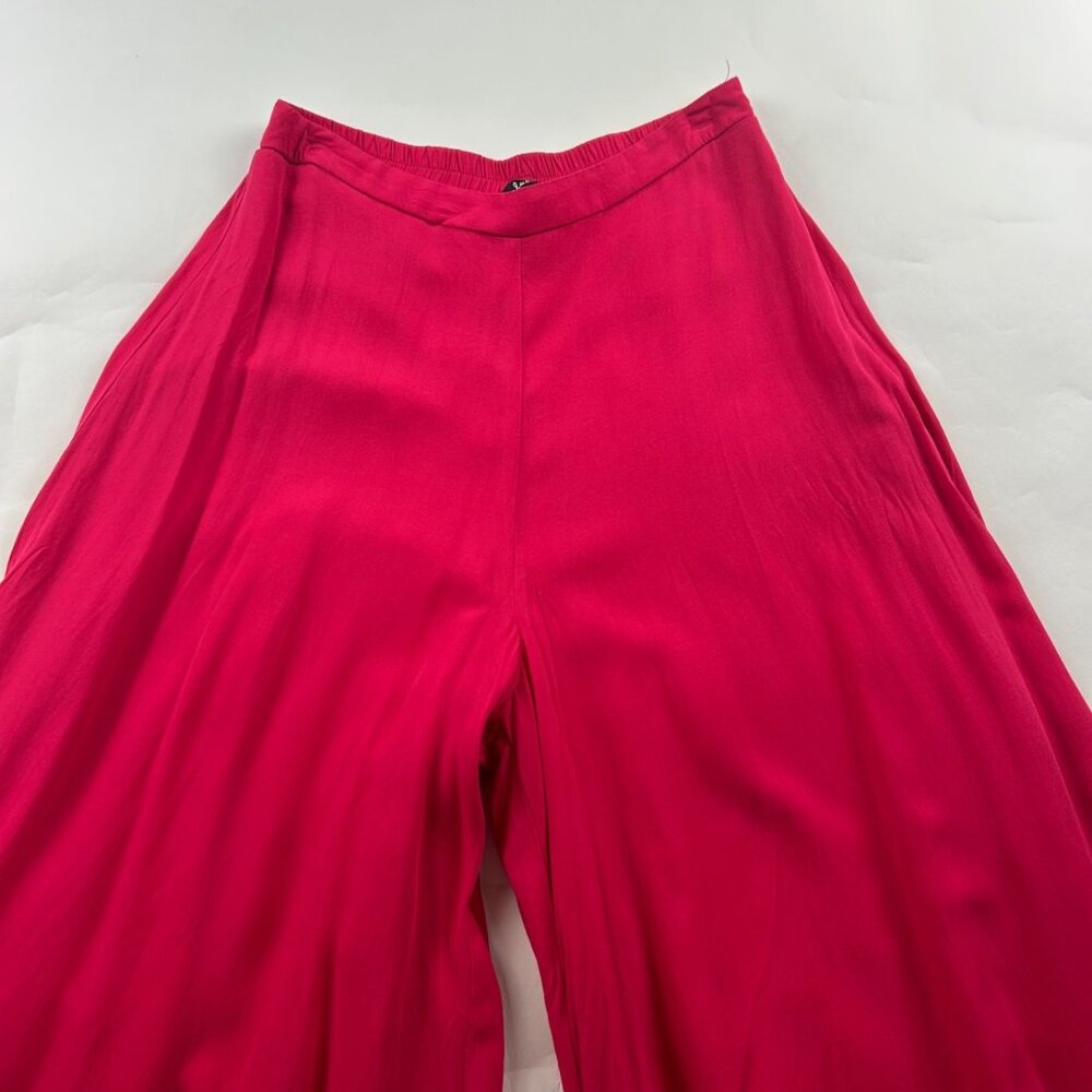 Lulu's Hot Pink High Rise Ultra Wide Cropped Pant S - Picture 2 of 8
